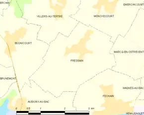 Poziția localității Fressain
