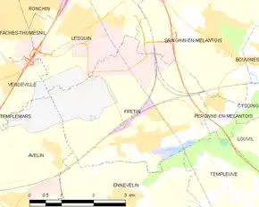 Poziția localității Fretin