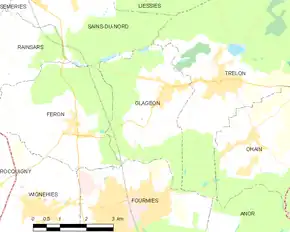 Poziția localității Glageon