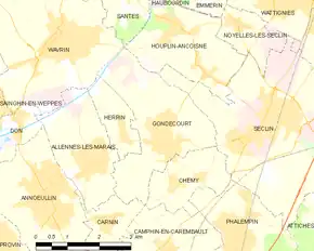 Poziția localității Gondecourt