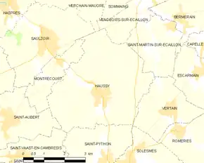 Poziția localității Haussy