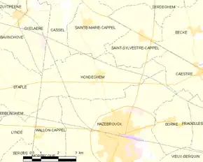 Poziția localității Hondeghem