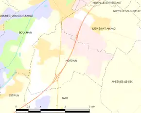 Poziția localității Hordain