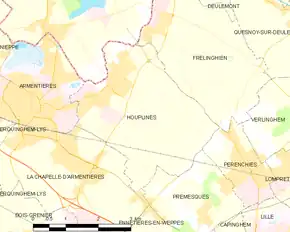 Poziția localității Houplines