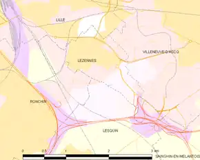 Poziția localității Lezennes