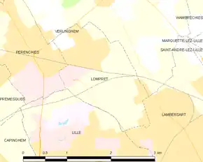 Poziția localității Lompret