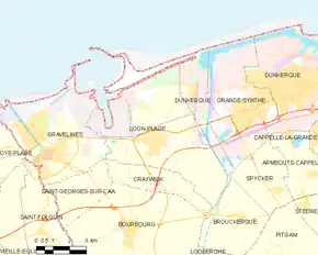 Poziția localității Loon-Plage