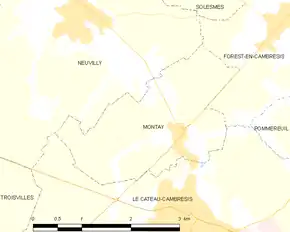 Poziția localității Montay