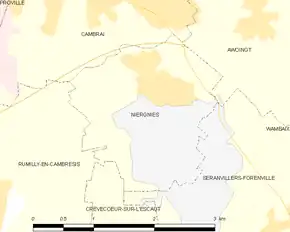 Poziția localității Niergnies