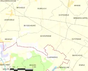 Poziția localității Noordpeene