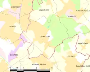 Poziția localității Ostricourt