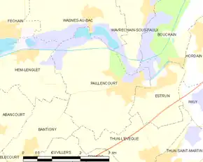 Poziția localității Paillencourt