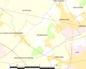 Poziția localității Prémesques