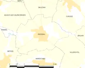 Poziția localității Préseau