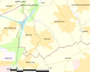 Poziția localității Provin