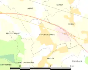 Poziția localității Sars-et-Rosières