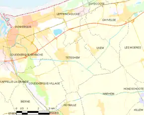 Poziția localității Téteghem