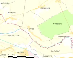 Poziția localității Thiennes