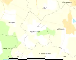 Poziția localității Tourmignies