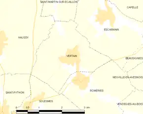 Poziția localității Vertain