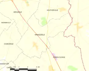 Poziția localității Winnezeele