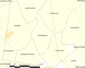 Poziția localității Zermezeele