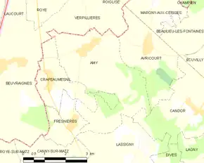 Poziția localității Amy