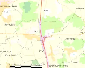 Poziția localității Arsy