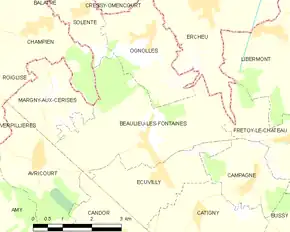 Poziția localității Beaulieu-les-Fontaines