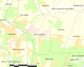 Poziția localității Breuil-le-Sec
