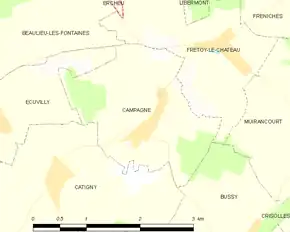 Poziția localității Campagne