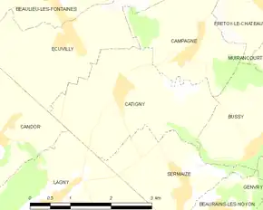 Poziția localității Catigny