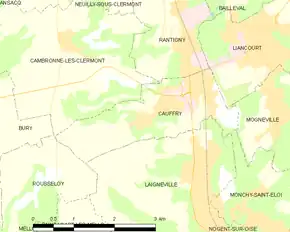 Poziția localității Cauffry