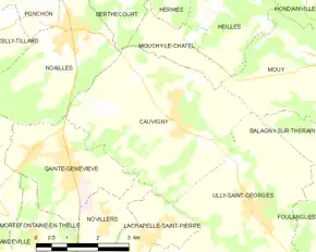 Poziția localității Cauvigny