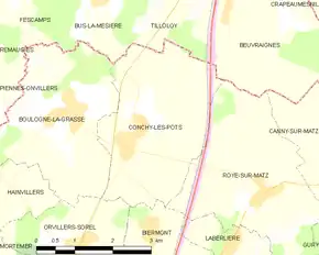 Poziția localității Conchy-les-Pots