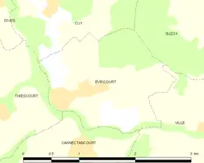 Poziția localității Évricourt