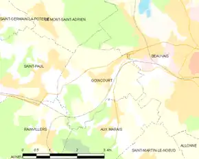 Poziția localității Goincourt