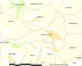 Poziția localității Grandvilliers