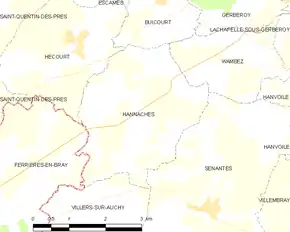 Poziția localității Hannaches