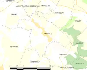 Poziția localității Hanvoile