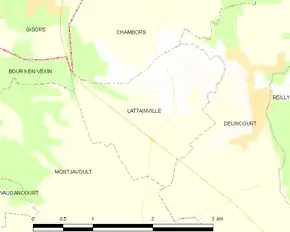 Poziția localității Lattainville