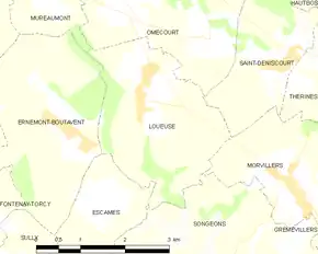 Poziția localității Loueuse