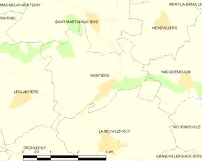 Poziția localității Montiers