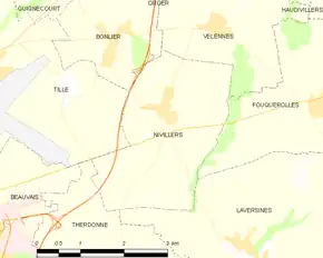 Poziția localității Nivillers