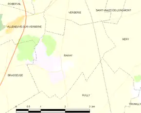 Poziția localității Raray