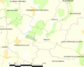 Poziția localității Senots