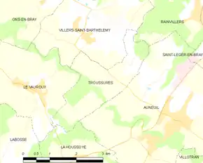 Poziția localității Troussures