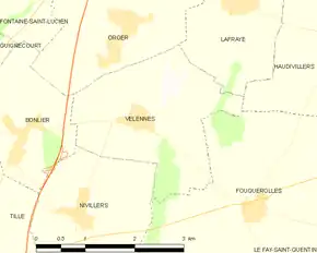 Poziția localității Velennes