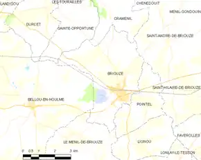 Poziția localității Briouze