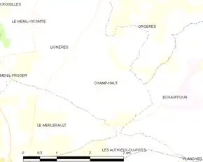 Poziția localității Champ-Haut